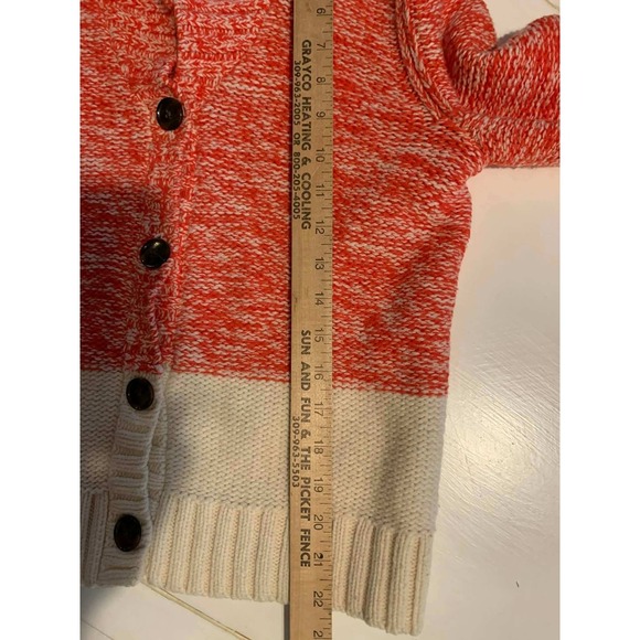 GAP Marled Orange Cream Shawl Collar Wool Blend Cottagecore Cardigan Sweater Sm - Picture 7 of 9